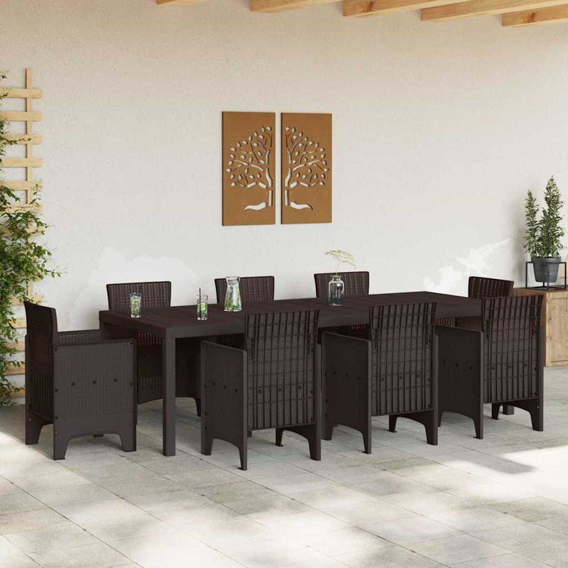 vidaXL Kerti Asztal Barna 250 x 100 x 73 cm polirattan