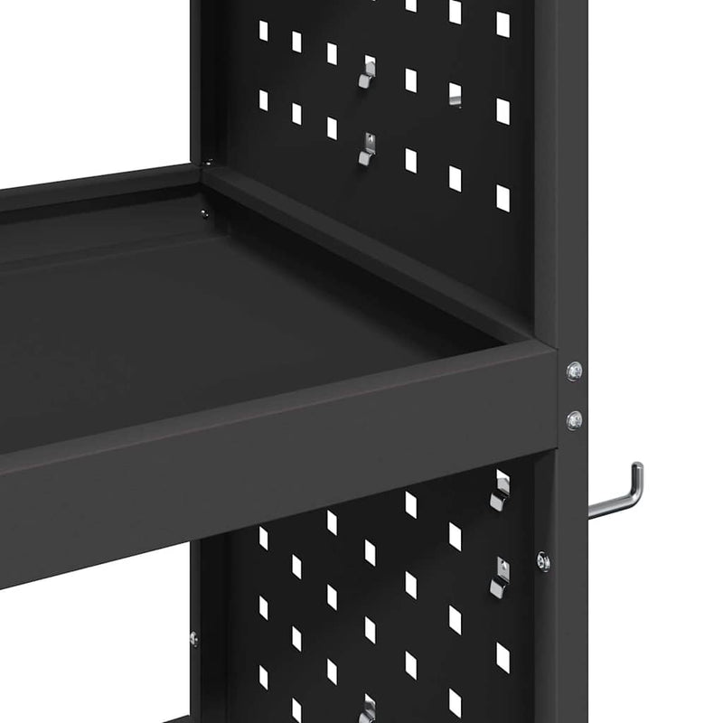 vidaXL Eszköz Kocsi Fekete 75 x 35 x 73 cm Hidegen húzott acél