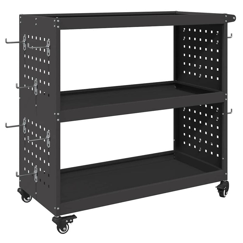 vidaXL Eszköz Kocsi Fekete 75 x 35 x 73 cm Hidegen húzott acél