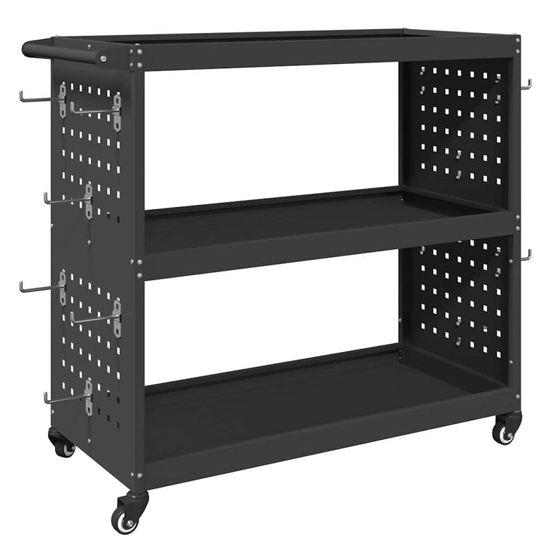 vidaXL Eszköz Kocsi Fekete 75 x 35 x 73 cm Hidegen húzott acél