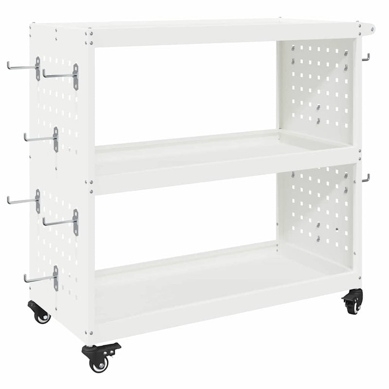 vidaXL Eszköz Kocsi kerékkel Fehér 75 x 35 x 73 cm Hidegen húzott acél