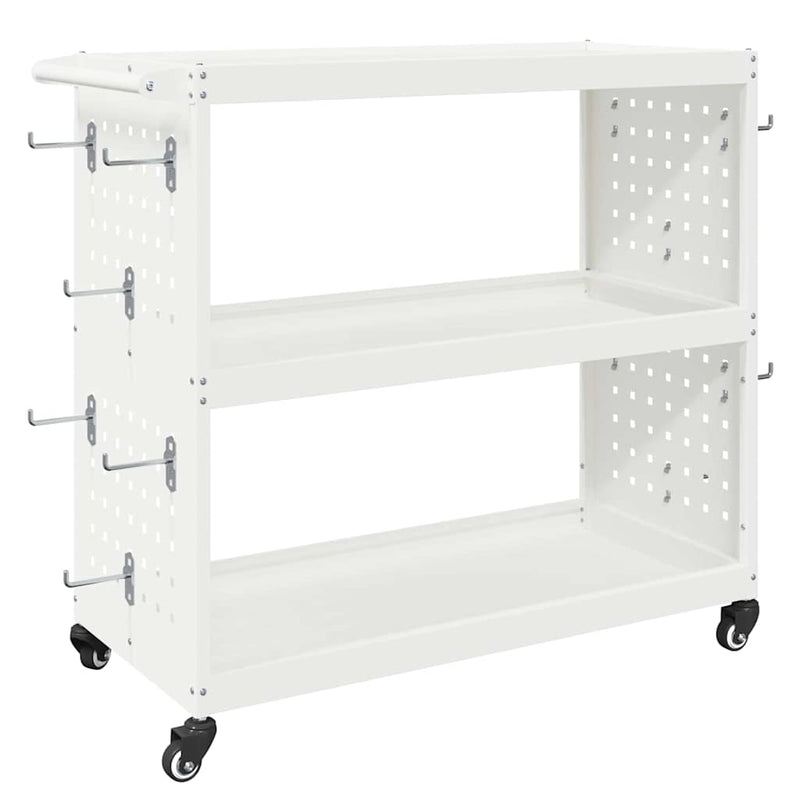 vidaXL Eszköz Kocsi kerékkel Fehér 75 x 35 x 73 cm Hidegen húzott acél
