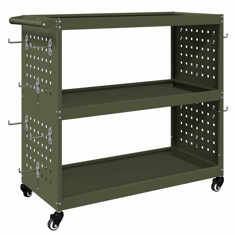 vidaXL Eszköz Kocsi Oliva zöld 75 x 35 x 73 cm Hidegen húzott acél