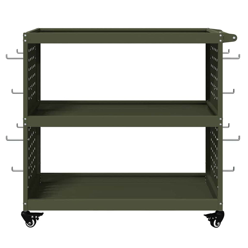 vidaXL Eszköz Kocsi Oliva zöld 75 x 35 x 73 cm Hidegen húzott acél