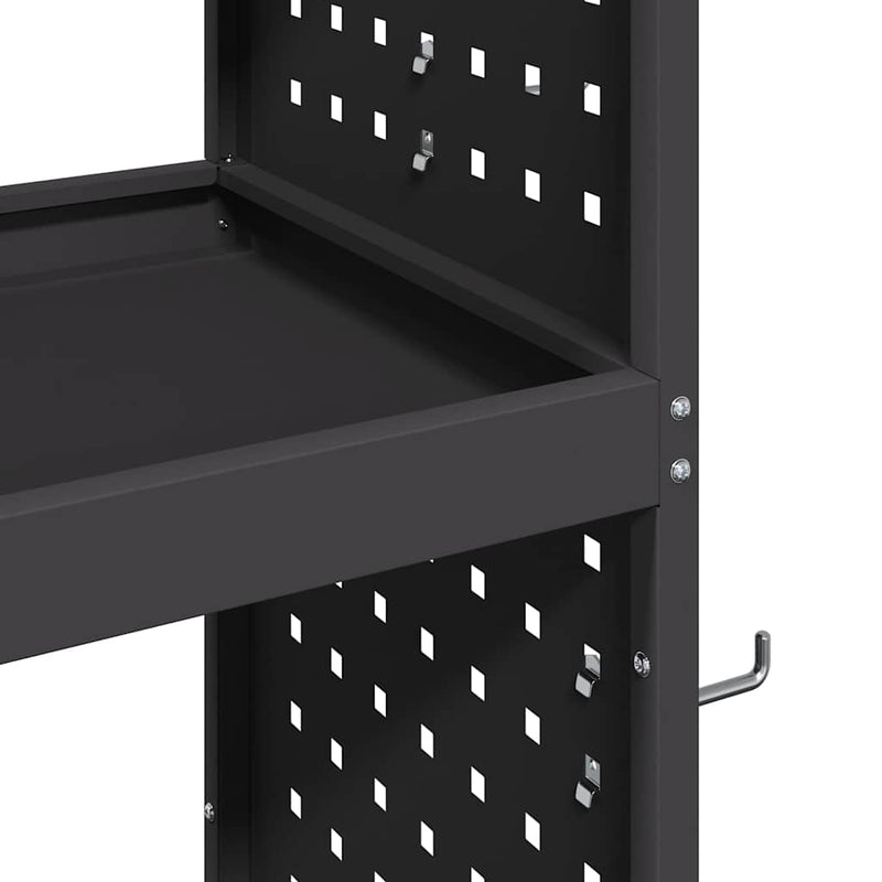 vidaXL Eszköz Kocsi Fekete 65 x 35 x 111 cm Hidegen húzott acél