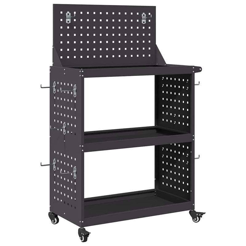 vidaXL Eszköz Kocsi Fekete 65 x 35 x 111 cm Hidegen húzott acél