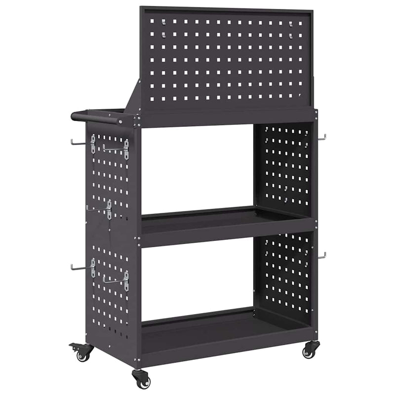vidaXL Eszköz Kocsi Fekete 65 x 35 x 111 cm Hidegen húzott acél