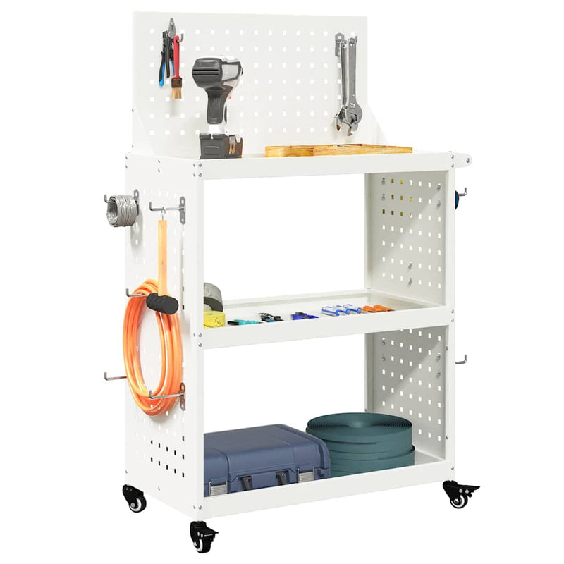 vidaXL Eszköz Kocsi Fehér 65 x 35 x 111 cm Hidegen húzott acél
