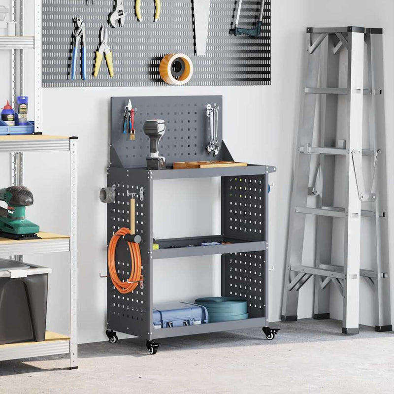 vidaXL Eszköz Kocsi Antracit 65 x 35 x 111 cm Hidegen húzott acél