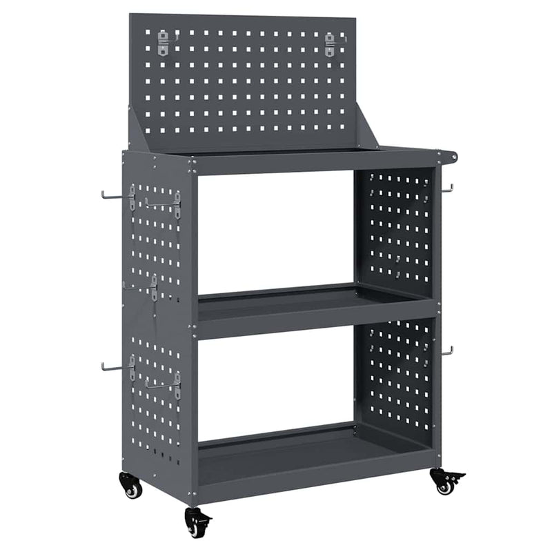 vidaXL Eszköz Kocsi Antracit 65 x 35 x 111 cm Hidegen húzott acél