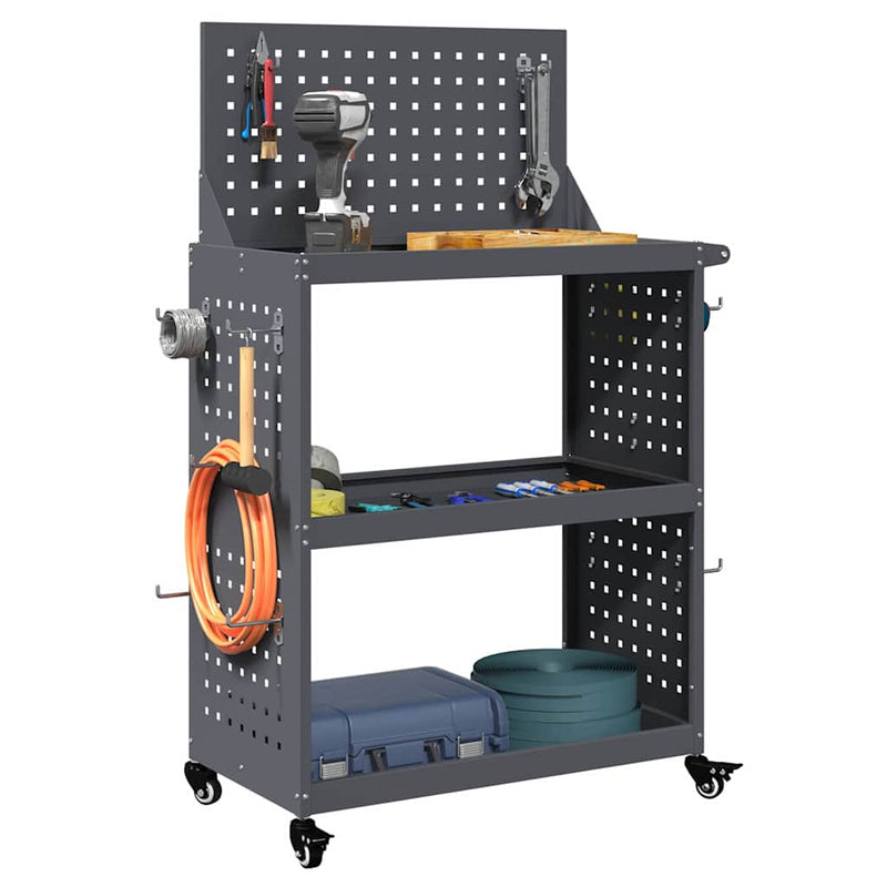 vidaXL Eszköz Kocsi Antracit 65 x 35 x 111 cm Hidegen húzott acél