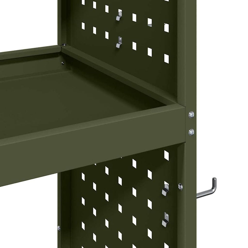 vidaXL Eszköz Kocsi Oliva zöld 65 x 35 x 111 cm Hidegen húzott acél