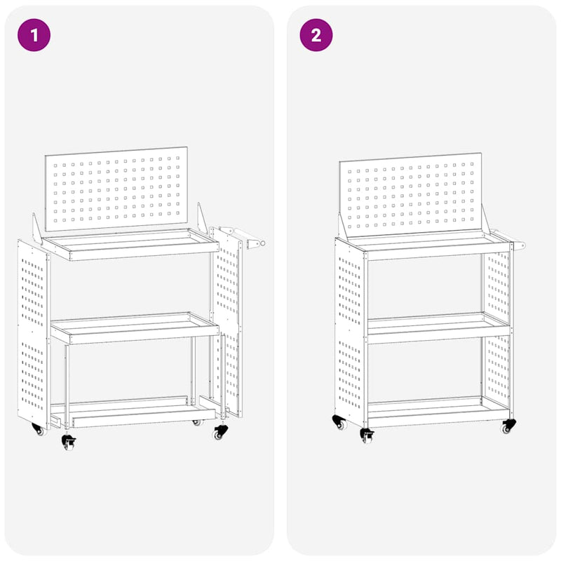 vidaXL Eszköz Kocsi Oliva zöld 65 x 35 x 111 cm Hidegen húzott acél