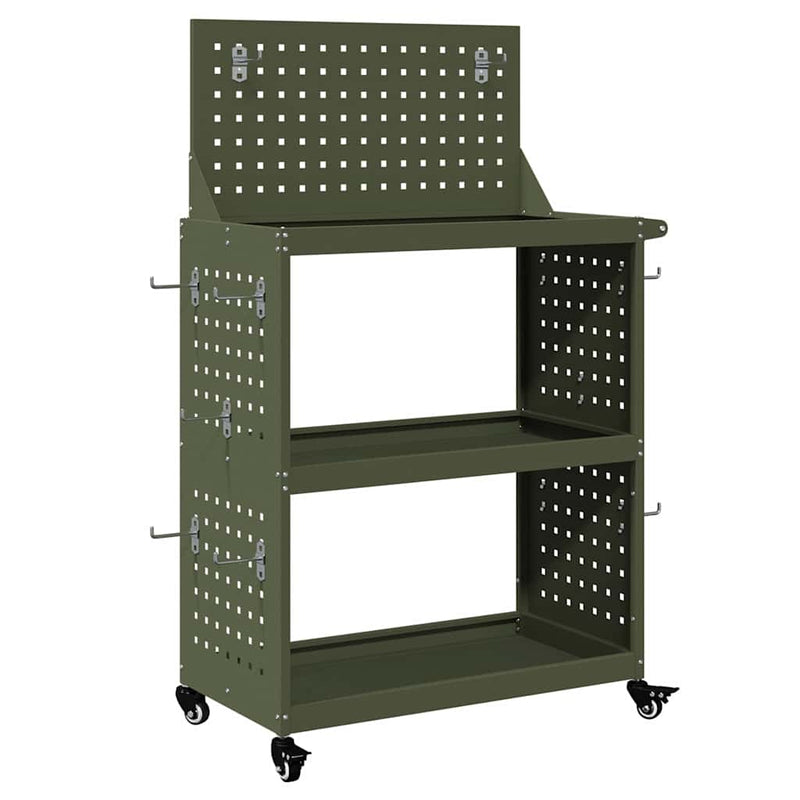 vidaXL Eszköz Kocsi Oliva zöld 65 x 35 x 111 cm Hidegen húzott acél