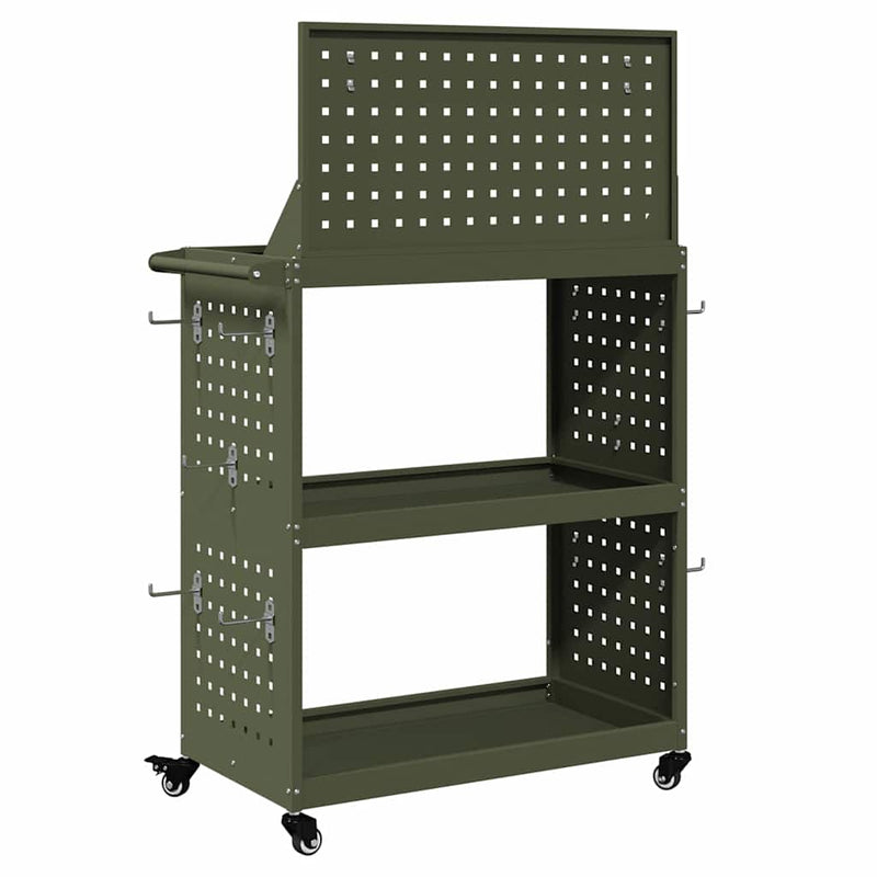 vidaXL Eszköz Kocsi Oliva zöld 65 x 35 x 111 cm Hidegen húzott acél