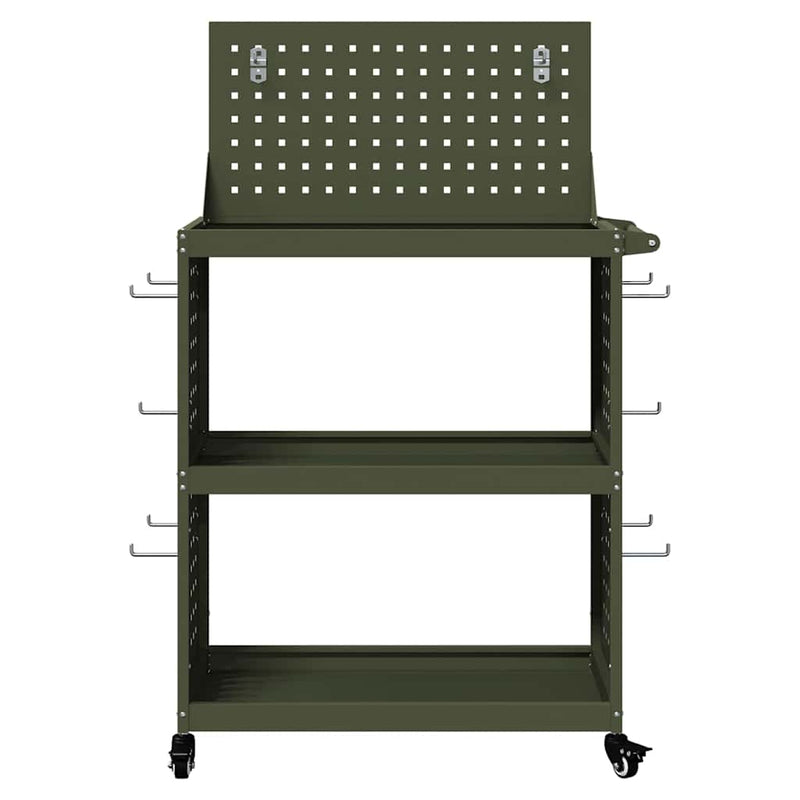 vidaXL Eszköz Kocsi Oliva zöld 65 x 35 x 111 cm Hidegen húzott acél