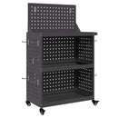 vidaXL Eszköz Kocsi Fekete 65 x 35 x 111 cm Hidegen hengerelt acél