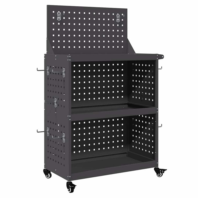 vidaXL Eszköz Kocsi Fekete 65 x 35 x 111 cm Hidegen húzott acél