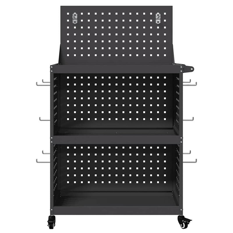 vidaXL Eszköz Kocsi Fekete 65 x 35 x 111 cm Hidegen húzott acél