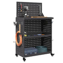 vidaXL Eszköz Kocsi Fekete 65 x 35 x 111 cm Hidegen hengerelt acél