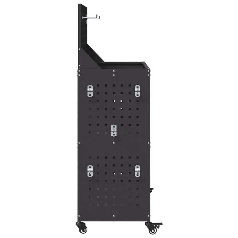 vidaXL Eszköz Kocsi Fekete 65 x 35 x 111 cm Hidegen húzott acél