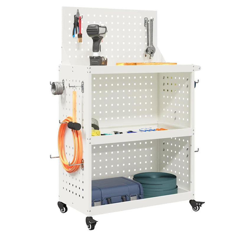 vidaXL Eszköz Kocsi Fehér 65 x 35 x 111 cm Hidegen húzott acél