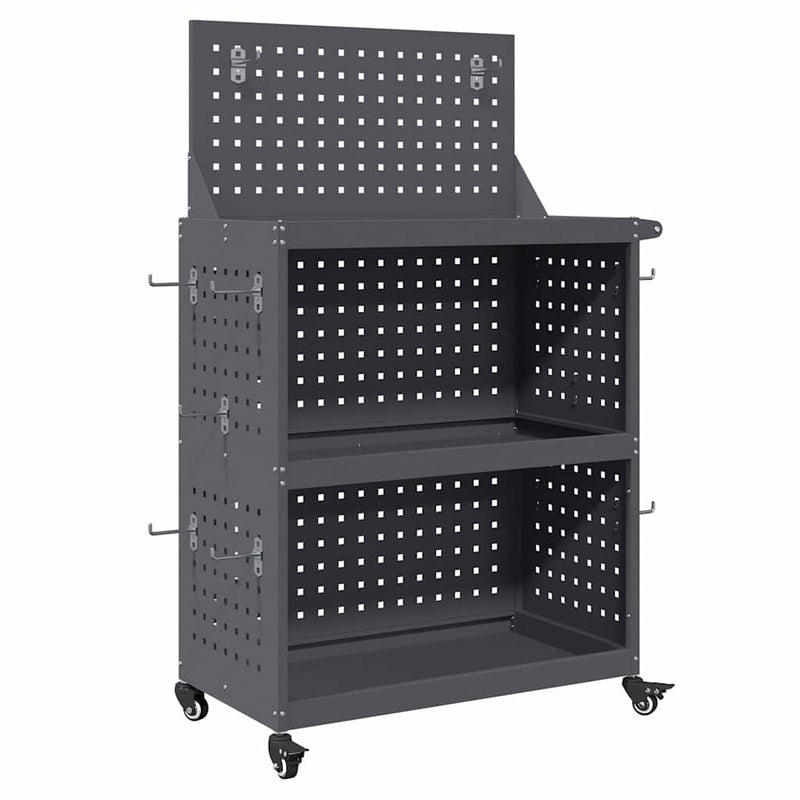 vidaXL Eszköz Kocsi Antracit 65 x 35 x 111 cm Hidegen húzott acél