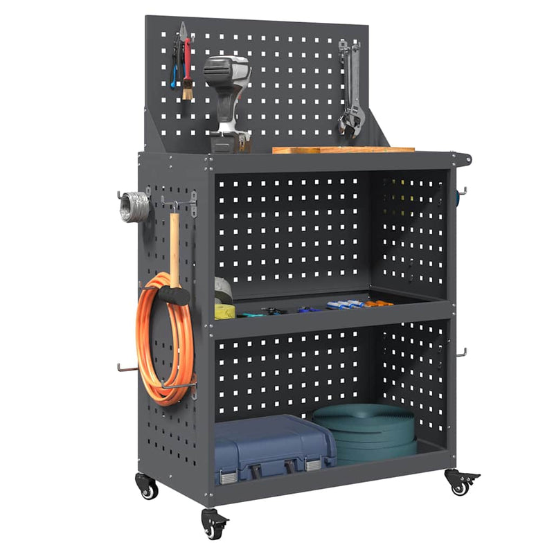vidaXL Eszköz Kocsi Antracit 65 x 35 x 111 cm Hidegen húzott acél