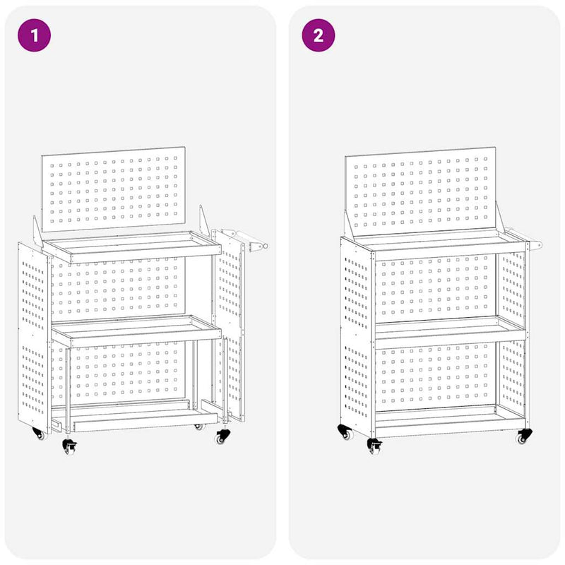 vidaXL Eszköz Kocsi Oliva zöld 65 x 35 x 111 cm Hidegen húzott acél