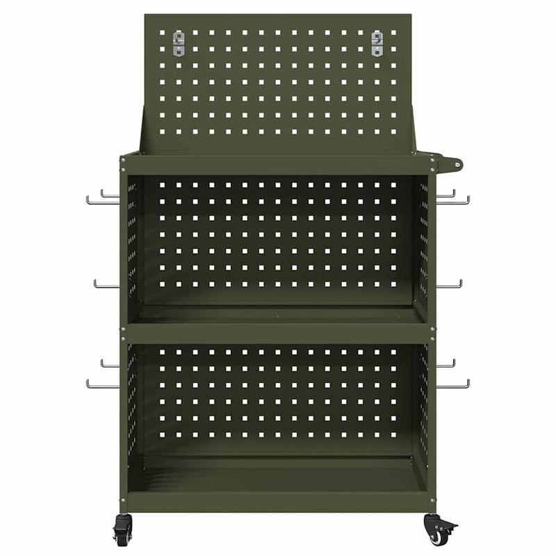 vidaXL Eszköz Kocsi Oliva zöld 65 x 35 x 111 cm Hidegen húzott acél