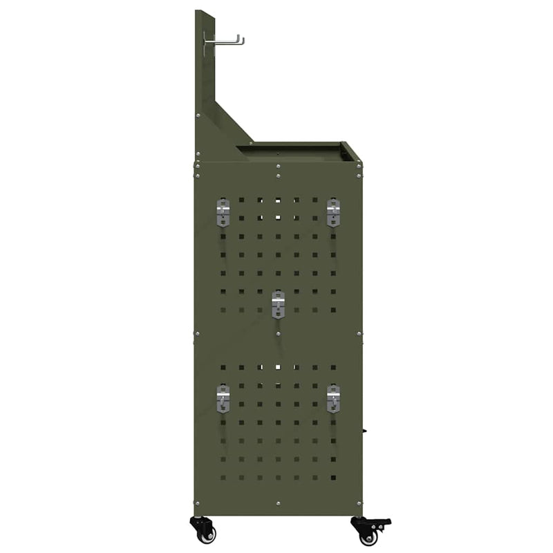 vidaXL Eszköz Kocsi Oliva zöld 65 x 35 x 111 cm Hidegen húzott acél