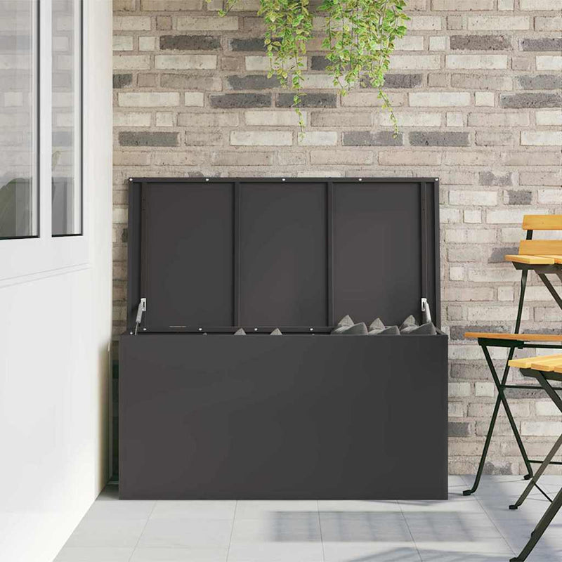 vidaXL Kültéri Tároló Doboz tárolóval Fekete 100 x 50.5 x 50 cm