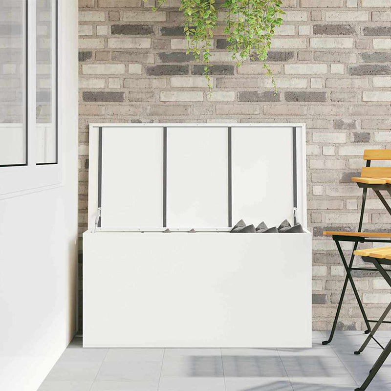 vidaXL Kültéri Tároló Doboz tárolóval Fehér 100 x 50.5 x 50 cm