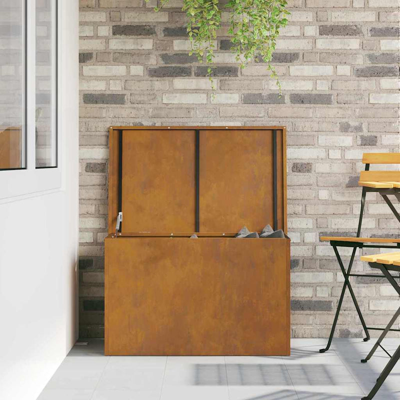 vidaXL Kültéri Tároló Doboz Barna 80 x 50.5 x 50 cm időjárásálló acél