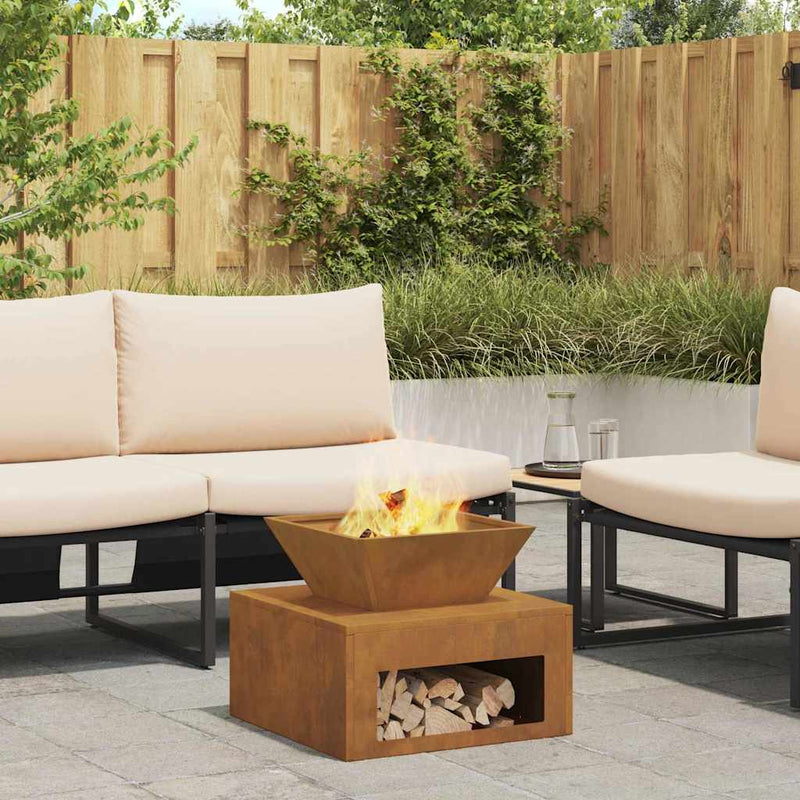 vidaXL Tűzrakó Rozsdás 50 x 50 x 40 cm időjárásálló acél