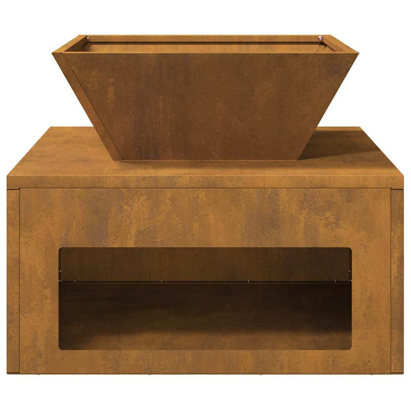 vidaXL Tűzrakó Rozsdás 50 x 50 x 40 cm időjárásálló acél