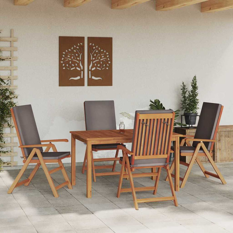 vidaXL Kerti Szék párnával 4 pcs Barna 57 x 71.5 x 104cm Tömör tíkfa
