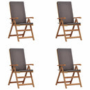 vidaXL Kerti Szék párnával 4 pcs Barna 57 x 71.5 x 104cm Tömör tíkfa