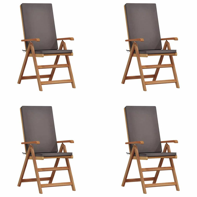vidaXL Kerti Szék párnával 4 pcs Barna 57 x 71.5 x 104cm Tömör tíkfa