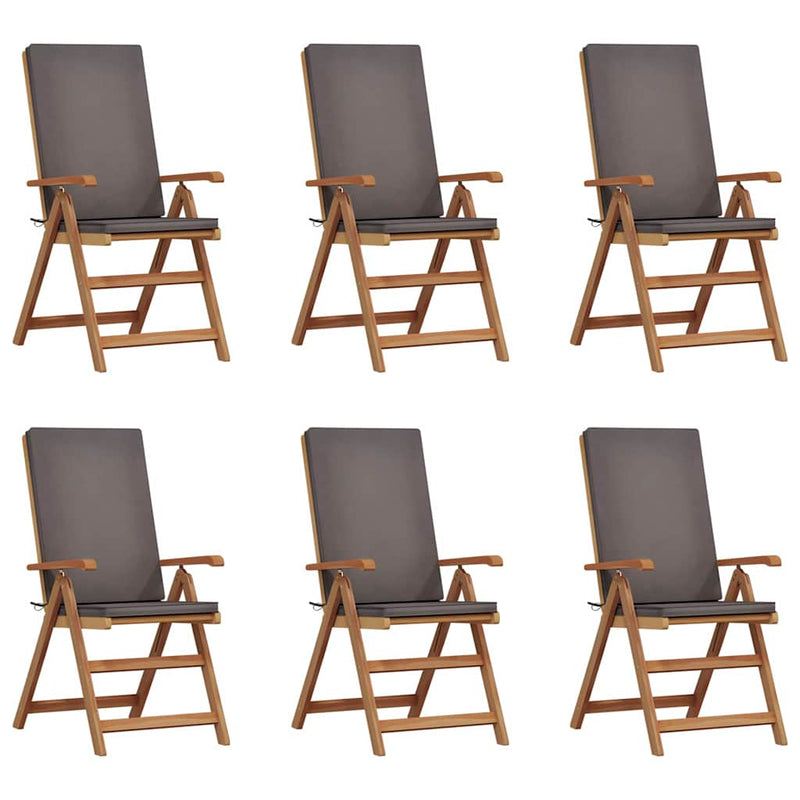 vidaXL Kerti Szék párnával 6 pcs Barna 57 x 71.5 x 104cm Tömör tíkfa