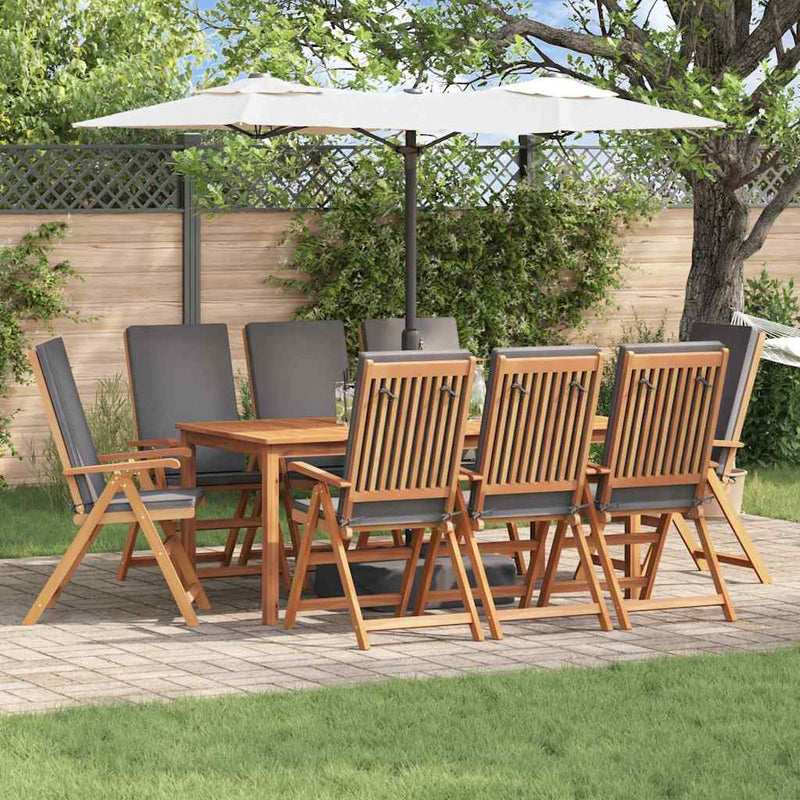 vidaXL Kerti Szék párnával 8 pcs Barna 57 x 71.5 x 104cm Tömör tíkfa