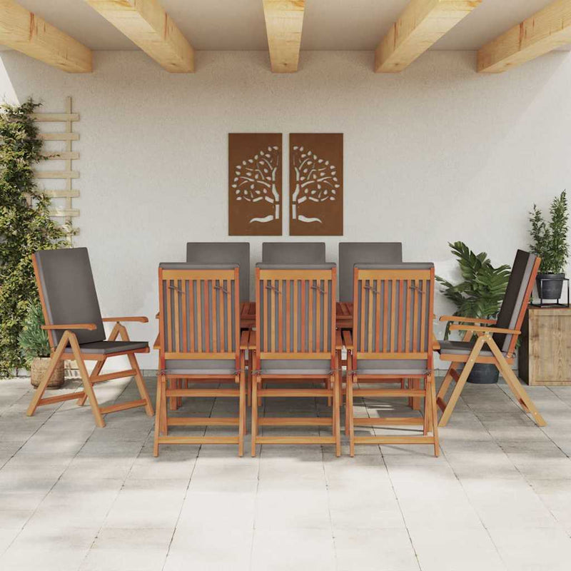 vidaXL Kerti Szék párnával 8 pcs Barna 57 x 71.5 x 104cm Tömör tíkfa