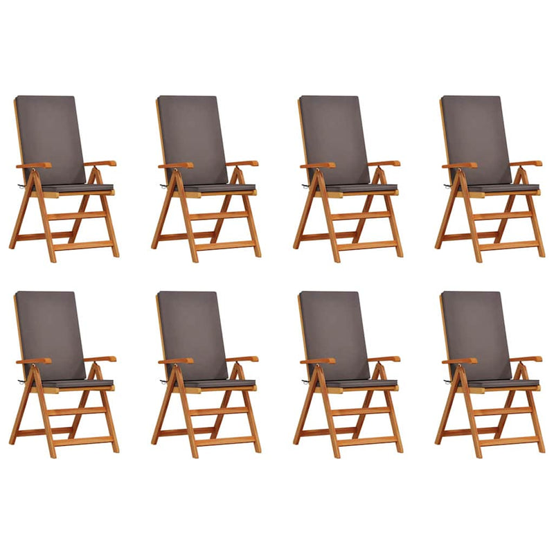 vidaXL Kerti Szék párnával 8 pcs Barna 57 x 71.5 x 104cm Tömör tíkfa