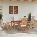 vidaXL Kerti Szék 4 pcs Barna és fehér 57 x 71,5 x 104 cm Tömör Teakfa