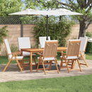 vidaXL Kerti Szék 6 pcs Barna és fehér 57 x 71,5 x 104 cm Tömör Teakfa