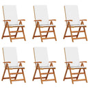 vidaXL Kerti Szék 6 pcs Barna és fehér 57 x 71,5 x 104 cm Tömör Teakfa