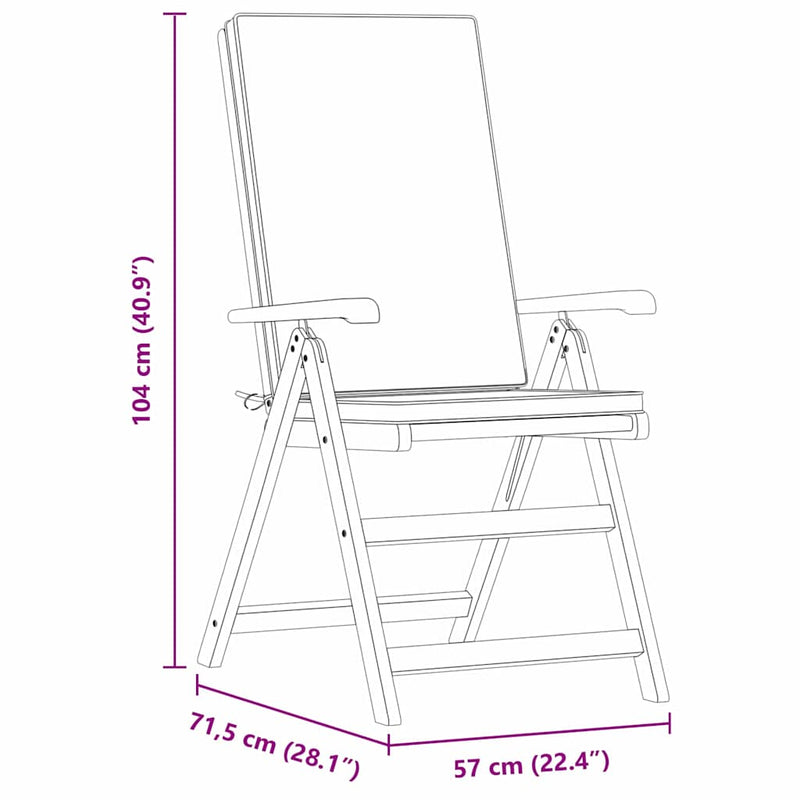 vidaXL Kerti Szék párnával 6 pcs Barna 57 x 71.5 x 104cm Tömör tíkfa