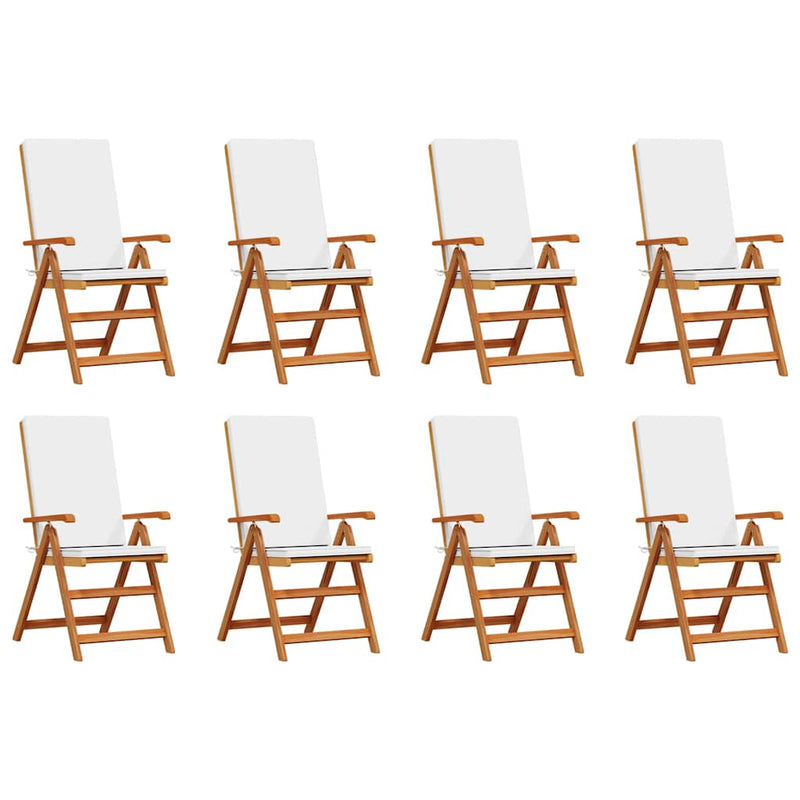 vidaXL Kerti Szék párnával 8 pcs Barna 57 x 71.5 x 104cm Tömör tíkfa