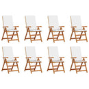 vidaXL Kerti Szék 8 pcs Barna és fehér 57 x 71,5 x 104 cm Tömör Teakfa