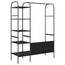 vidaXL Ruhafogó polcokkal tárolóval Fekete 120 x 44 x 160 cm Faanyag